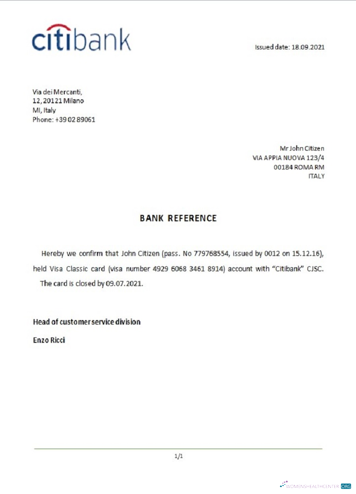 Download Italy Citibank closure reference Photoshop template